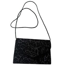 Hillard & Hanson Y2k Black Velvet Floral Devore Whimsigoth Clutch Crossbody Bag